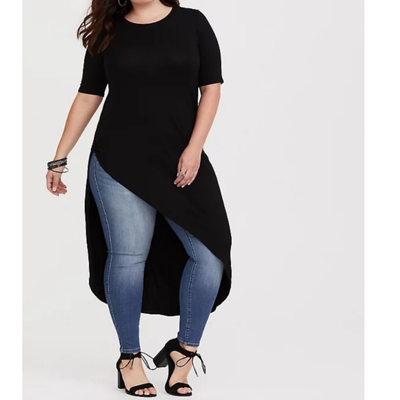torrid Tops - Torrid Assymetrical Knotted Tunic Black Size 0X